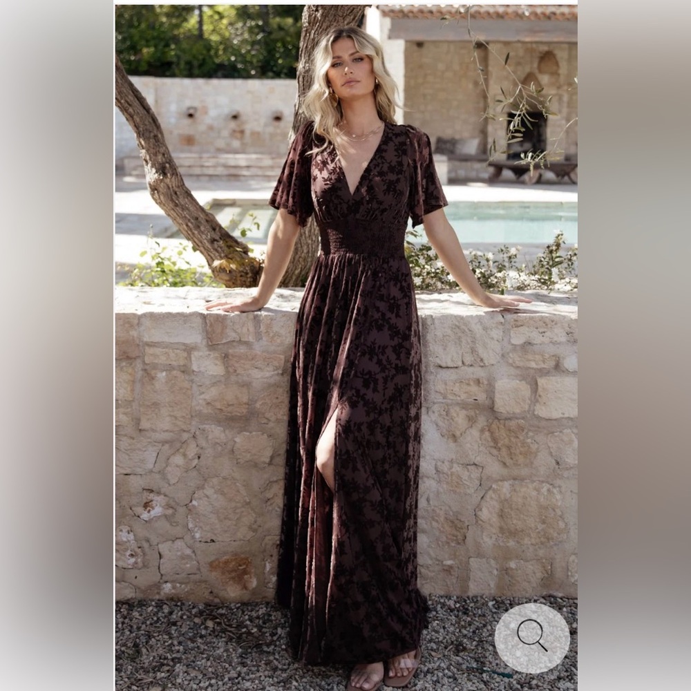 Baltic Born Veronica Velvet Maxi Dress in espresso
